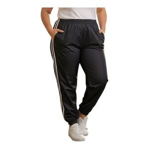 Y2K Wilson‎ Track Pants Womens 2X Side Stripe Black Zip Ankles